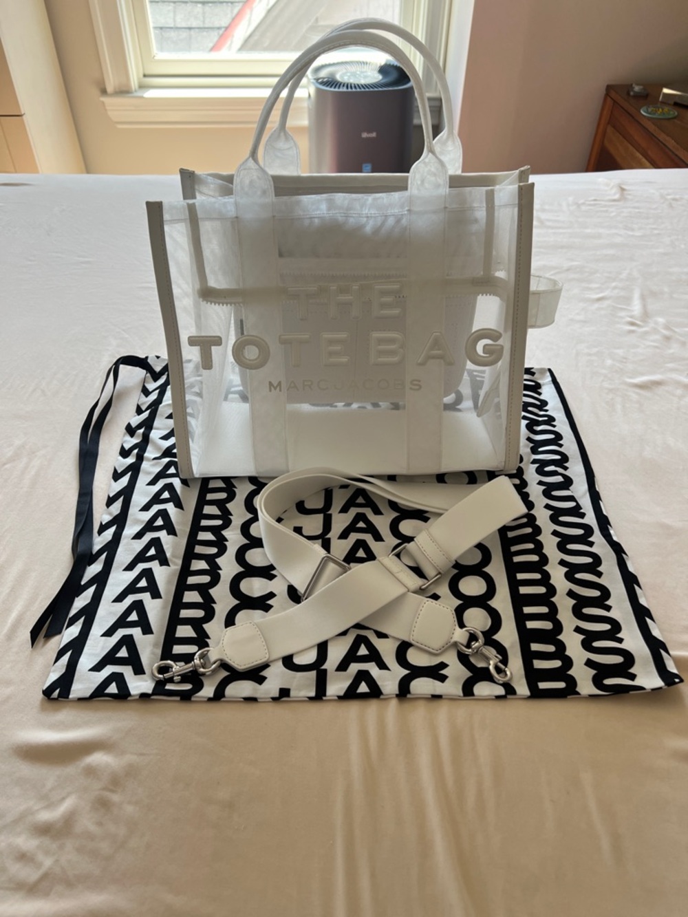 Marc Jacobs Clear White Tote with Detachable White Strap